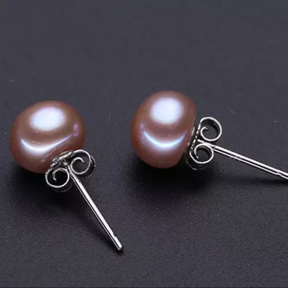 925 Cultured Freshwater Stud Earrings - Picture 3 of 9